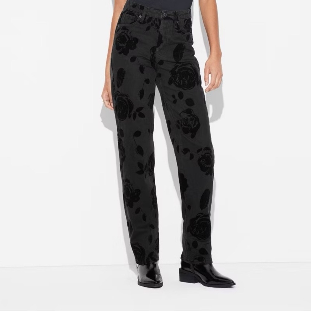 Wild Fable Black Floral Straight Leg Jeans